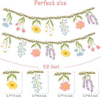 Flower Party Banner Wildflower Garland Spring Floral Party Decorations 2PCS Enchanted Garden Hanging Banner Decor for Flower Theme Wedding Wild One Birthday Baby Shower Valentine's Supplies