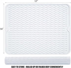 Large 17" x 14" Silicone Dish Drying Mat for Kitchen Counter, Easy clean, Quick Dry, Heat-resistant Dish Drainer Mat for Sink,Refrigerator or Drawer liner (Food Grade Silicone-Translucent)