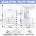 2Pcs Tank Top Hangers Space Saving Hanger Organizer Bra Hangers for Closet Organizer 360° Rotating Metal Closet Organizers and Storage Lingerie Hangers for Cami Bras Belts Swimsuits Lingeries Silver