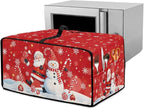 Christmas Toaster Oven Dust Cover Dustproof Smart Oven Air Fryer Microwave Cover with Side Pockets, Electric Appliance Protector for Kitchen, S, Santa Claus Snowman Candy Cane Red
