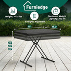 30 Inch Folding Table, Adjustable Height TV Tray for Small Spaces, Heavy Duty Foldable Utility Table for Laptop, Dining, Camping, No Assembly, 200 lbs Capacity, Black Granite