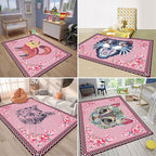 Cartoon Animal Pattern Area Rug Cute Cat Luxury Floral Decor for Carpet Farmhouse Bedroom Living Room Rugs Bathroom Kitchen Runner Mat Indoor Outdoor Non Slip Doormat 2' X 9'
