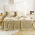 Breathable Cooling Full Sheet Set - Hotel Luxury 4 Piece Deep Pocket Sheets for Full Size Bed, Fits 16" Mattress, Easy Care Wrinkle Free Bedding Sheet and Pillowcase Set, Beige
