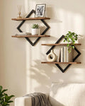CHOEZON Floating Shelves, Set of 2 Wall Shelves, 2-Tier Hanging Shelves, Wall Shelf Set of 2, Wall Mounted Shelves, for Living Room, Bedroom, Kitchen, Office, Study, Rustic Brown TBJ01P2BF