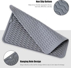 Large 17" x 14" Silicone Dish Drying Mat for Kitchen Counter, Easy clean, Quick Dry, Heat-resistant Dish Drainer Mat for Sink,Refrigerator or Drawer liner (Food Grade Silicone-White)