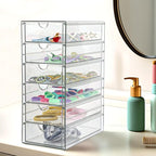 Clear Drawer Organizer, Transparent Plastic Storage Drawers, Hair Accessaries Organizer Case Display Stand, Acrylic Organizers for Organizing Eyeglass, Hair Ties, Accessories (Large - 6-Drawer)
