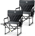 TIMBER RIDGE Heavy Duty Camping Chair with Compact Size, Portable Directors Chair with Side Table and Pocket for Camping, Lawn, Sports and Fishing, Supports Up to 400lbs, Black 2 Pack