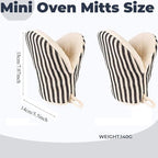 1 Pair Mini Oven Mitts,High Heat Resistant Oven Gloves,Kitchen Short Oven Mit with Hanging Loop for BBQ, Baking, Cooking and Grilling, (Balck)