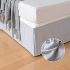 Queen Bed Skirt, Grid Plaid Soft Quadruple Pleated Ruffle Bed Skirt, Tailored Dust Ruffle 18 Inch Drop Easy Fit, Machine Washable (Silver Grey)