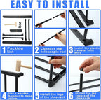 Teenyyou 4 Pcs Expandable Shoe Rack 17 ''-30 '' Adjustable Shoe Shelf Metal 1 Tier Rack Black Stackable Organizer for Cabinet Entryway Closet Doorway Front Door Small Space Dorm Room Storage
