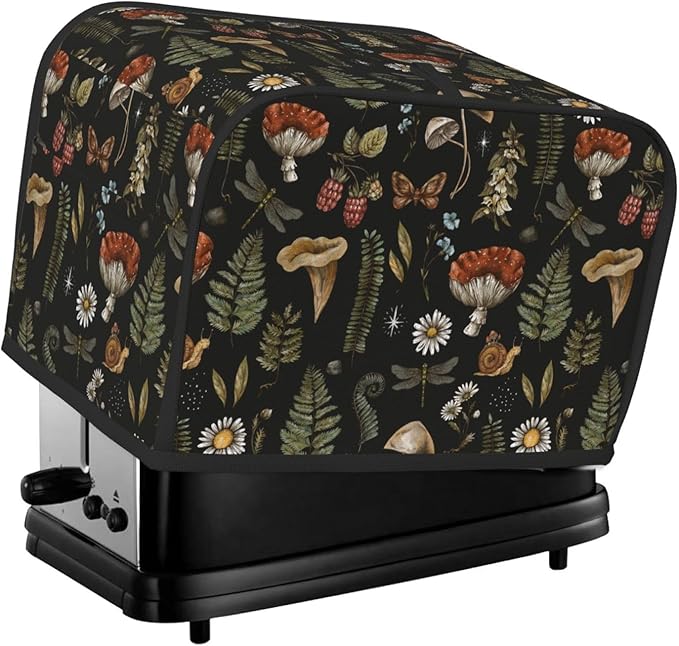Vintage Witch Leaves Plant Mushroom 2 Slice Toaster Cover, Waterproof Toaster Dust Cover Bread Maker Protective For Small Kitchen Appliance Dining Room Home Table Decor Gifts