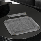 SITHON Valet Tray Desktop Storage Organizer, Removable 2 Compartments Catchall Tray Bedside Vanity Nightstand Caddy Holder Desk Storage Plate (Gray)