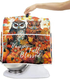 Owl Stand Mixer Cover Compatible with 4.5-5 Quart, Autumn Pumpkin Kitchen Appliance Cover Universal for Air Fryers Maple Leaf Coffee Makers Pressure Cooker Cover Thanksgiving Kitchen Decor