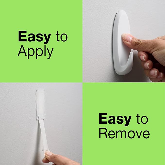 FrogTape reMOVEables Heavy Duty Wall Hooks - No Damage - Easy to Remove & Reuse - Large Wall Hook with Adhesive Strips - Holds up to 5 lbs - Includes 1 Hook and 2 Strips - White (Pack of 5)