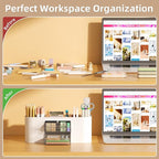 Marbrasse Desk Organizer Pen Holder for Desk with 3 Drawers, Multi-Functional Pencil Holder, Desk Organizers and Accessories with 7 Compartments for Home, School, Classroom(White)