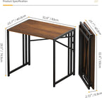 Lutown-Teen 32 inch Folding Small Desk, Writing Gaming Computer Camping Desk for Small Spaces, No Assembly Required Home Office Desk, Mahogany