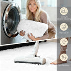 4x4 Round Solid Fluffy White Area Rug – Washable, Durable, Circle Bedroom Rug, Non-Slip High Pile Shag Rugs for Living Room, Bedside, Dorms, Nursery Rooms, Kids Room, Soft Indoor Floor Carpet