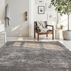 5x7 Area Rugs Light Grey Washable Rug for Living Room, Dining Room, Bedroom, Large Carpets, Non Slip & Non-Shedding Low Pile Vintage Print Rug for Home Office Decor