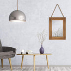 Rectangle Wall Mirror for Bathroom, Distressed White Wood Decor with Hanging Rope for Rustic Home Decor, Vanity, Living Room 12"×16"（Wooden）
