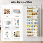 PureSpace 5-Tier Over The Door Organizer with 10 Side Mesh Pockets & Clear Windows, 80 lbs Weight Capacity Hanging Storage for Bathroom, Bedroom, Nursery, Kitchen, Organize Shoes, Diapers(Beige)