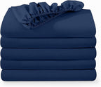 Bare Home 5-Pack Fitted Bottom Sheets Twin - Premium 1800 Ultra-Soft Wrinkle Resistant Microfiber - Deep Pocket (Twin, Dark Blue)