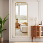 Full Length Mirror 65"x24" Arched Floor Standing Large Mirrors Full Body Mirror with Stand - with Aluminum Frame for Bedroom Living Room, Gold