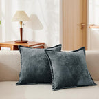 Luxurious Velvet Throw Pillow Covers 20x20 Set of 2 Decorative Pillow Covers Solid Square Cushion Case for Sofa Couch Bedroom Farmhouse, Blue Gray