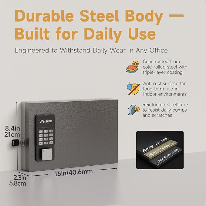 24 Key Lock Box Wall Mount, APP Bluetooth/One Time Password Share/Wi-Fi Remote, Smart Key Cabinet, Key Organizer box, Access Log Tracking Key Management System Apartment, Hotel, Office, House