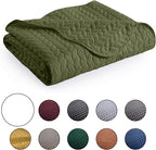 IR Imperial Rooms 8 Pack Quilt King Size Bedding (106" x 96") - Bulk Wholesale for Hotels, Guest Bedroom & Airbnbs - Lightweight Microfiber Reversible Embossed Quilts Bedspread (Olive Green)
