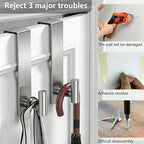 PMMASTO 2-Pack Over The Door Hooks - Rustproof Stainless Steel Door Hangers for 1-3/4 Inch Doors, Non-Marking and Tool-Free Easy Install (Silver, T Shape-Fits 1-3/4" Thick Door)