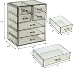 Sorbus Acrylic Makeup Organizer Set, 7-Drawer Vanity & Countertop Cosmetic Storage with Small & Wide Drawers, Black Jewel Makeup Storage for Brushes, Lipsticks, Jewelry, Holiday Gift for Women & Teens