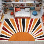 4x6ft Boho Area Rug,3D Printing Rainbow Sun Area Rug,Modern Simple Home Decoration Rug for Kids Girls Boys Bedroom, Living Room, Classroom, Office Non-Slip Washable