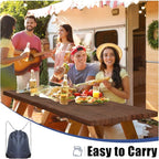 Smiry Picnic Table Cover with Bench Covers, Waterproof Elastic Fitted Tablecloth for 5 Foot Tables, Washable Polyester Tablecloths for Camping, Indoor & Outdoor (Brown, 30x60 Inch 3-pc Set)