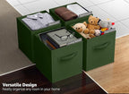Sorbus Foldable Storage Cubes - 6 Fabric Baskets for Organizing Pantry, Shelf, Toy Box, Cubby, Closet Organizer - 11 Inch Collapsible Closet Organizers and Storage Bins (Dark Green 6 Pack)
