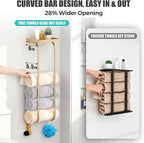 31" Towel Racks for Bathroom, Heavy-Duty Stainless Steel Holds 6 Large Rolled Towels,Wall Mounted Towel Holder with Shelf & Hooks,Extra-Wide Opening Wall Storage for Small Bathroom, Brushed Gold