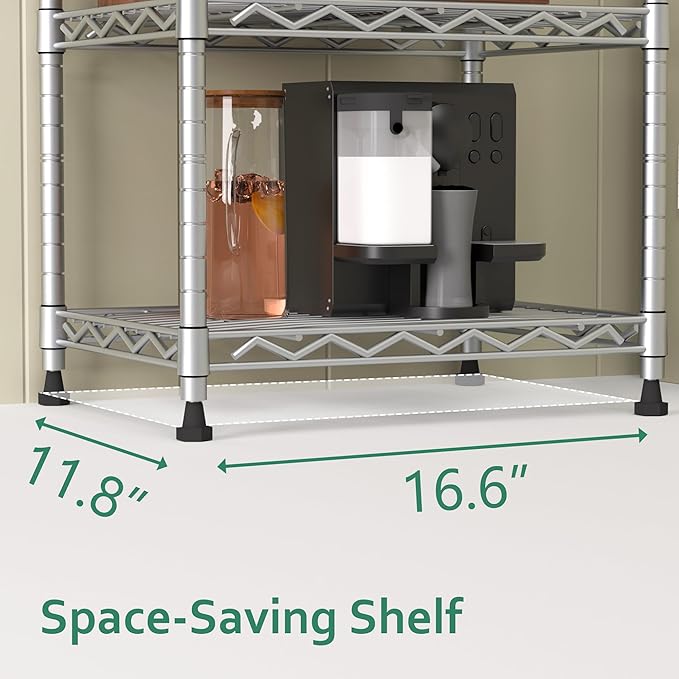 GIOTORENT 6-Tier Storage Shelves Standing Shelving Metal Units, Adjustable Height Wire Shelf Display Rack for Pantry Laundry Bathroom Kitchen 16.6” x 11.8” x 63”, Silver