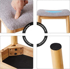 IBUYKE Saddle Cushion Vanity Stool Chair, Foot Rest Stool with Solid Wood Legs, Modern Vanity Bench Ottoman for Piano, Upholstered Seat for Bedroom, Entryway, Wooden Legs&Light Gray WBD007NG
