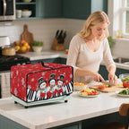 Christmas Air Fryer Toaster Oven Cover with Side Pockets, Holiday Festival Decor Electrical Appliance Cover Kitchen Countertop Accessories and Decor, M, Snowman Piano Keys Snowflake Red