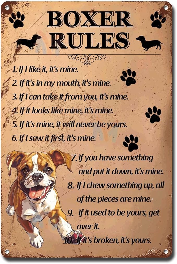 Metal Sign Tin Sign Vintage Wall Art Boxer Rules Outhouse Wall Decor for Home Decor 12×16 Inches