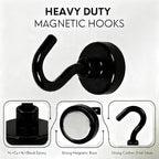 Neosmuk Magnetic Hooks, Heavy Duty 30lb+ Strong Magnet Hook for Cruise Cabins, Cruise Essentials 2026 for Hanging, Metal Wall Refrigerator Hangers (Black, 15 Pack)