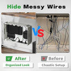 9" in-Wall Media Box - Recessed TV Outlet & Structured Wiring Box for Cable Management, Fits Samsung Frame TV, Streaming Devices, Routers, White