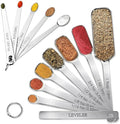 Stainless Steel Measuring Spoons Set of 13, Includes 7 Rectangular Measuring Spoons, 1 Leveler & 5 Tiny Spoons, Compact Spoons Design for Spice Jars, Ideal for Dry and Liquid Ingredients