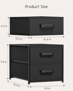 Homsorout Stackable Storage Drawers - 2 Tier Closet Organizer with Metal Handles, Fabric Dresser with Collapsible Bins for Bedroom, Dorm, Office, Black, 2 Pack