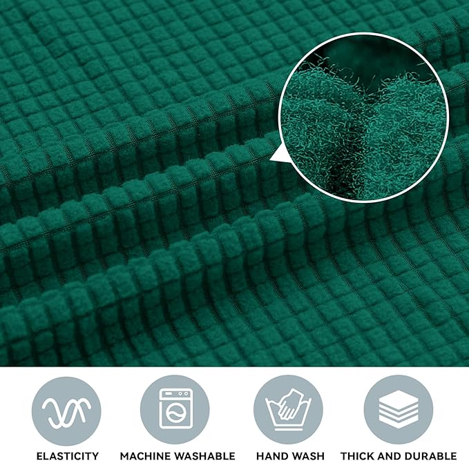 LURKA Stretch Oversized Sofa Slipcovers 1 Piece Couch Covers for 3 Cushion Couch Sofa Furniture Protector Full Sofa Covers with Elastic Bottom for Kids and Pet (Dark Green, X-Large)