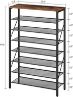 MAHANCRIS 8 Tier Shoe Rack Organizer for Closet, Holds 28-32 Pairs, Tall Metal Shoe Storage Shelf for Entryway Bedroom, Sturdy Freestanding Shoe Rack Space Saving, Large Capacity, Rustic Brown