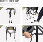 EVER ADVANCED Portable 30.7" Seat Height Tall Folding Camping Chair Directors Chair High Foldable Bar Stool with Side Table for Makeup Artist, Sports Event, Craft Show, Supports 350LBS