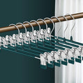 Pants Hangers with Clips 10 Pack Adjustable Skirt Hangers for Women Non-Slip Trousers Hanger for Jeans Shorts Clothes Hanger for Pants Heavy Duty Space Saving,Green,12Inch