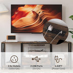 LED TV Stand with 2 Fabric Drawer - 55" Industrial TV Console Table with Open Storage Shelves for Living Room,Bedroom, Entertainment Center TV Stands for 55-65" TV - Black Steel Frame