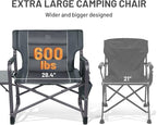 Timber Ridge XXL Upgraded Oversized Directors Chairs with Foldable Side Table, Detachable Side Pocket, Heavy Duty Folding Camping Chair up to 600 Lbs Weight Capacity (Gray) Ideal Gift