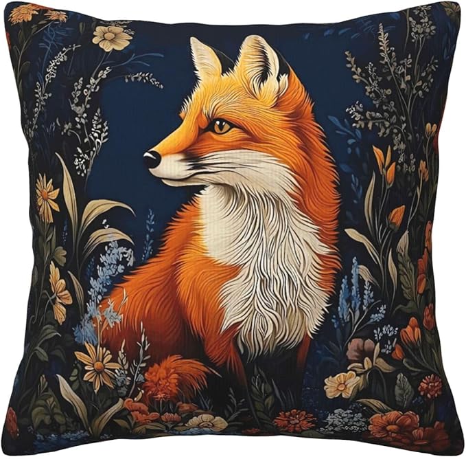 William Morris Abstract Vintage Floral Fox Design 18x18 inches Throw Pillow Covers Square Pillowcases Decor for Bed Couch Sofa Living Room Cushion Covers